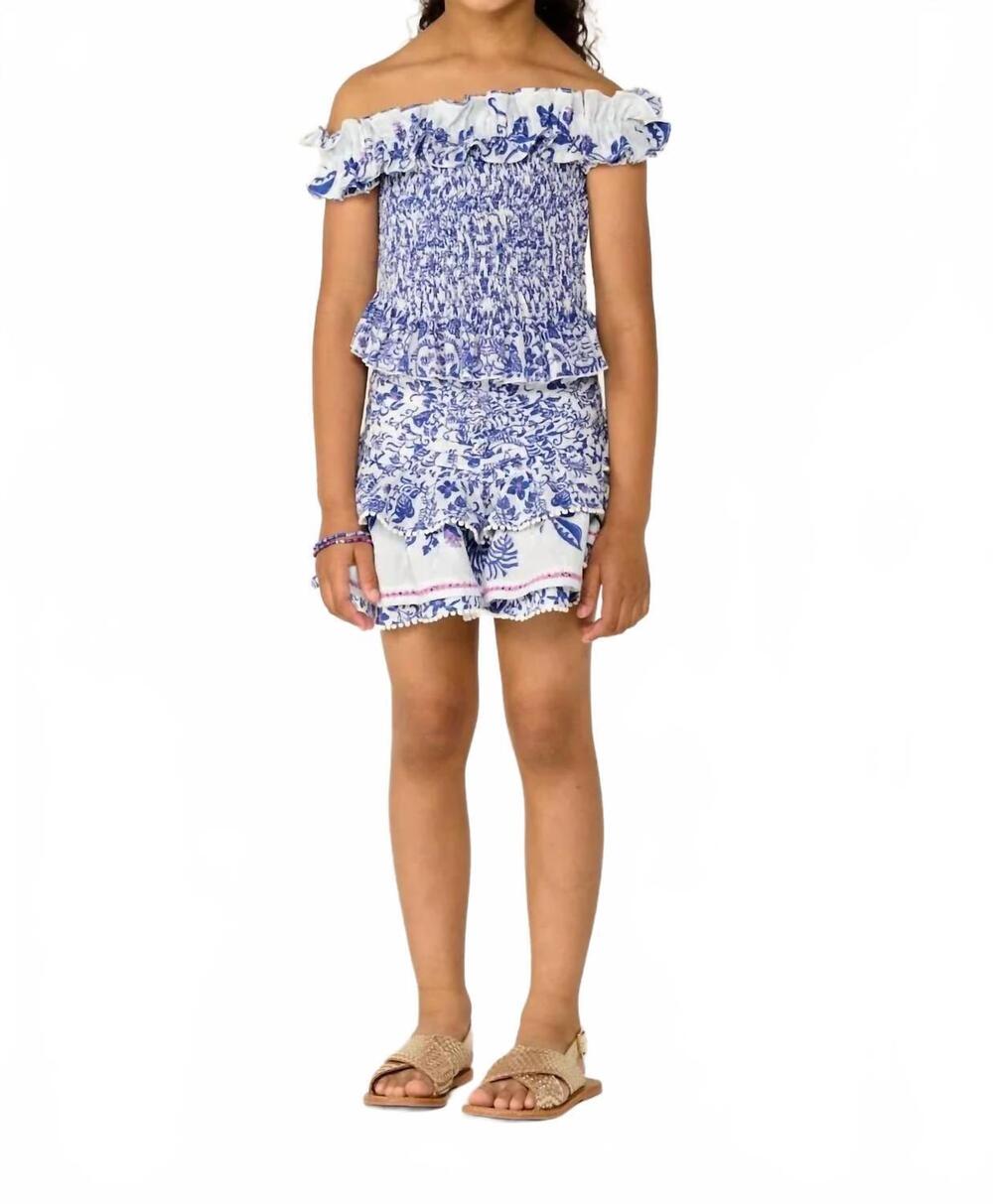NEW POUPETTE ST BARTH girls alizee mini skirt in blue tiare
